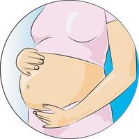 zwanger jong vrouw tonen haar buik vector