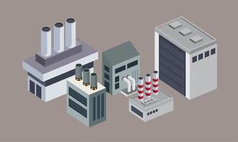 isometrische fabriek schoorstenen structuur vector