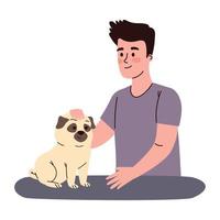 mannetje eigenaar strelen hond vector