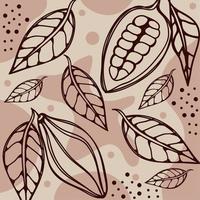 cacao fruit en doorbladert patroon vector
