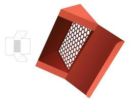 driehoekig doos met gesjabloneerd patroon dood gaan besnoeiing sjabloon en 3d mockup vector