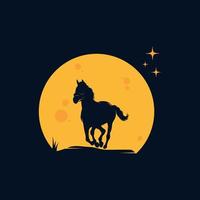 paard in de maan logo sjabloon vector illustratie ontwerp