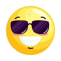 emoji glimlachen met zonnebril vector