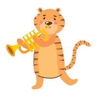 tijger spelen trompet vector