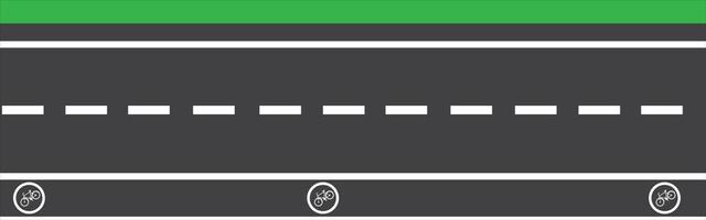 terug visie van fietser wielersport Aan fiets pad. stad weg met toegewijd fiets rijbaan en verkeer signaal. dichtbij omhoog visie. vlak vector illustratie sjabloon.