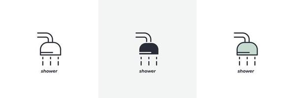 douche icoon. lijn, solide en gevulde schets kleurrijk versie, schets en gevulde vector teken. idee symbool, logo illustratie. vector grafiek