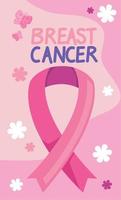 borst kanker belettering met roze lint vector