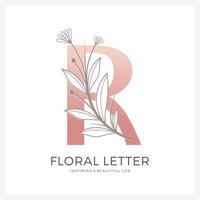 brief r bloemen logo geschikt voor kunstmatig schoonheid en ander. vector