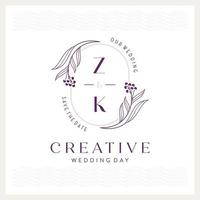 elegant en opvallende z en k monogram bruiloft logo vector