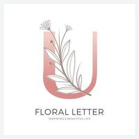 brief u bloemen logo geschikt voor kunstmatig schoonheid en ander. vector