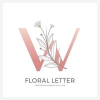 brief w bloemen logo geschikt voor kunstmatig schoonheid en ander. vector