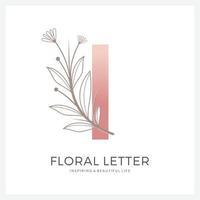 brief ik bloemen logo geschikt voor kunstmatig schoonheid en ander. vector
