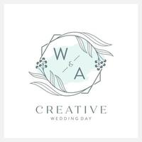 bruiloft logo eerste w en een met mooi waterverf vector