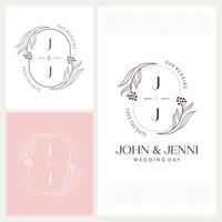 elegant en opvallende j en j monogram bruiloft logo vector