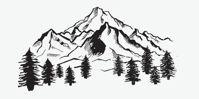 berglandschap, met de hand getekende illustratie vector