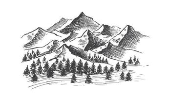 berglandschap, met de hand getekende illustratie vector