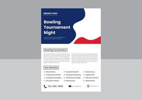 bowling toernooi folder poster ontwerp sjabloon. bowling sport- evenement folder poster ontwerp. bowling nacht folder ontwerp. vector