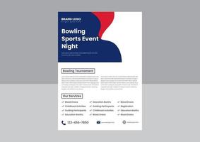 bowling toernooi folder poster ontwerp sjabloon. bowling sport- evenement folder poster ontwerp. bowling nacht folder ontwerp. vector