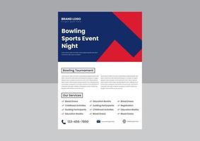 bowling toernooi folder poster ontwerp sjabloon. bowling sport- evenement folder poster ontwerp. bowling nacht folder ontwerp. vector