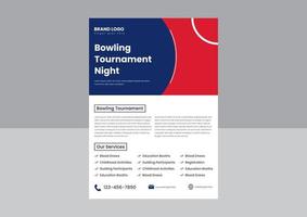 bowling toernooi folder poster ontwerp sjabloon. bowling sport- evenement folder poster ontwerp. bowling nacht folder ontwerp. vector