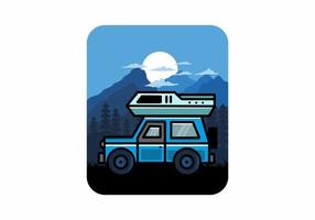 uit weg voertuig auto camping illustratie insigne ontwerp vector