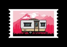 traan busje camper illustratie insigne ontwerp vector