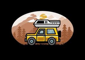uit weg voertuig auto camping illustratie insigne ontwerp vector