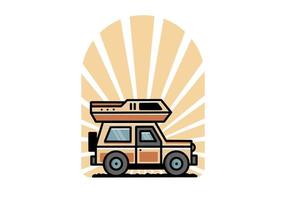 uit weg voertuig auto camping illustratie insigne ontwerp vector
