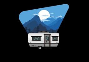 traan busje camper illustratie insigne ontwerp vector