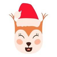 eekhoorn emoji hoofden de kerstman hoed reeks vector