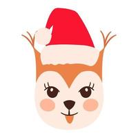 eekhoorn emoji hoofden de kerstman hoed reeks vector