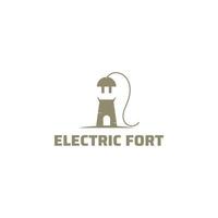 fort en plug illustratie logo ontwerp. vector