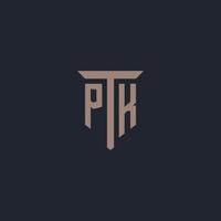 pk eerste logo monogram met pijler icoon ontwerp vector