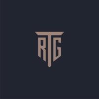 rg eerste logo monogram met pijler icoon ontwerp vector