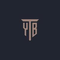 yb eerste logo monogram met pijler icoon ontwerp vector