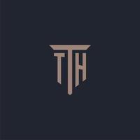 th eerste logo monogram met pijler icoon ontwerp vector