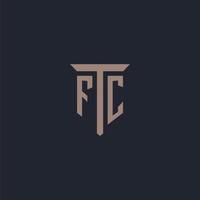 fc eerste logo monogram met pijler icoon ontwerp vector
