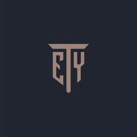 ey eerste logo monogram met pijler icoon ontwerp vector