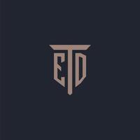 ed eerste logo monogram met pijler icoon ontwerp vector