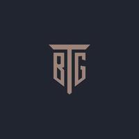 bg eerste logo monogram met pijler icoon ontwerp vector