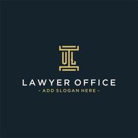 vl eerste logo monogram ontwerp voor legaal, advocaat, advocaat en wet firma vector