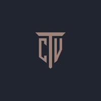 CV eerste logo monogram met pijler icoon ontwerp vector
