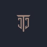 jj eerste logo monogram met pijler icoon ontwerp vector