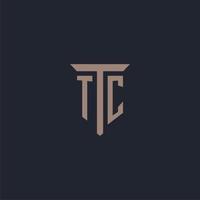 tc eerste logo monogram met pijler icoon ontwerp vector