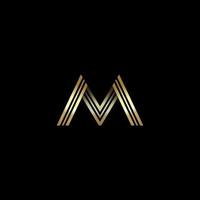 goud m logo luxe brief m logo ontwerp vector