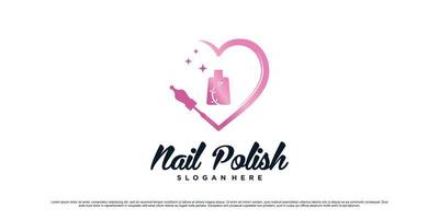 nagel Pools logo ontwerp voor schoonheid studio met fles icoon en liefde concept premie vector