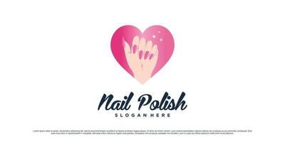 nagel Pools studio logo ontwerp voor manicure salon met liefde icoon en creatief element premie vector