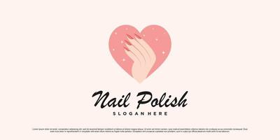nagel Pools studio logo ontwerp voor manicure salon met liefde icoon en creatief element premie vector