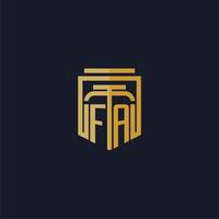 fa eerste monogram logo elegant met schild stijl ontwerp voor muur muurschildering advocatenkantoor gaming vector