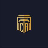 ca eerste monogram logo elegant met schild stijl ontwerp voor muur muurschildering advocatenkantoor gaming vector